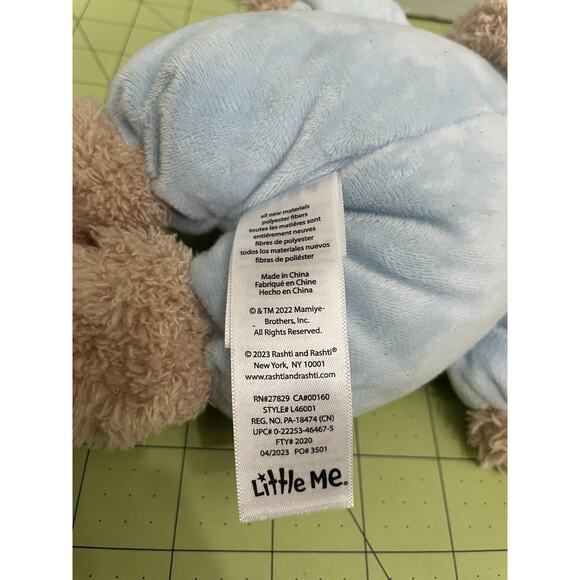 Little Me Baby Boy Blue 9" Plush Welcome To The World Bear With Rattle - Picture 4 of 6